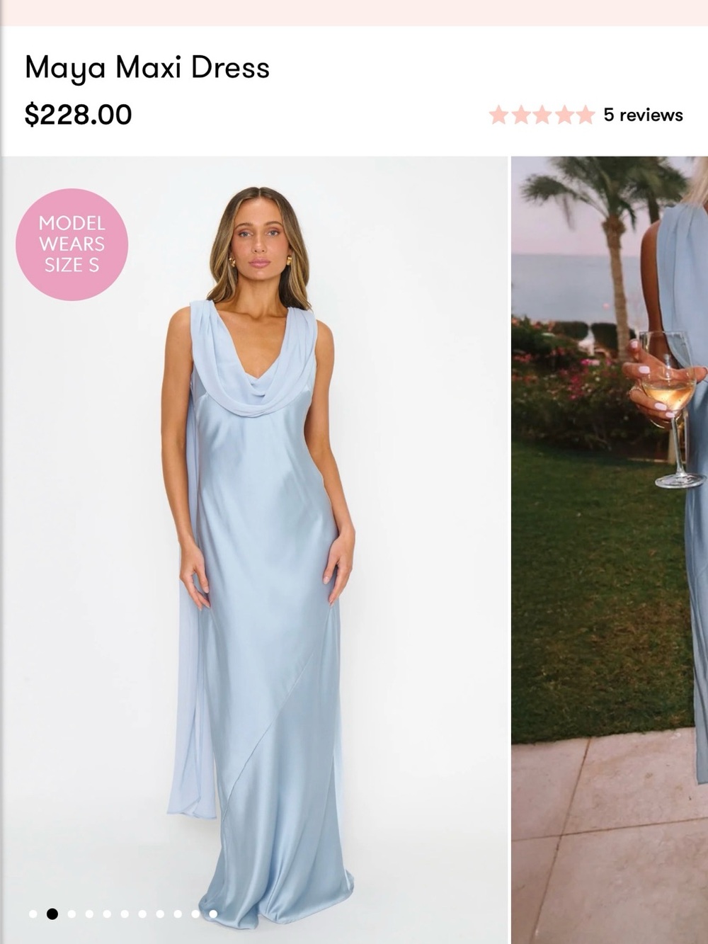 Show Me Your Mumu Maya Maxi Dress – Steel Blue Luxe Satin – Size M